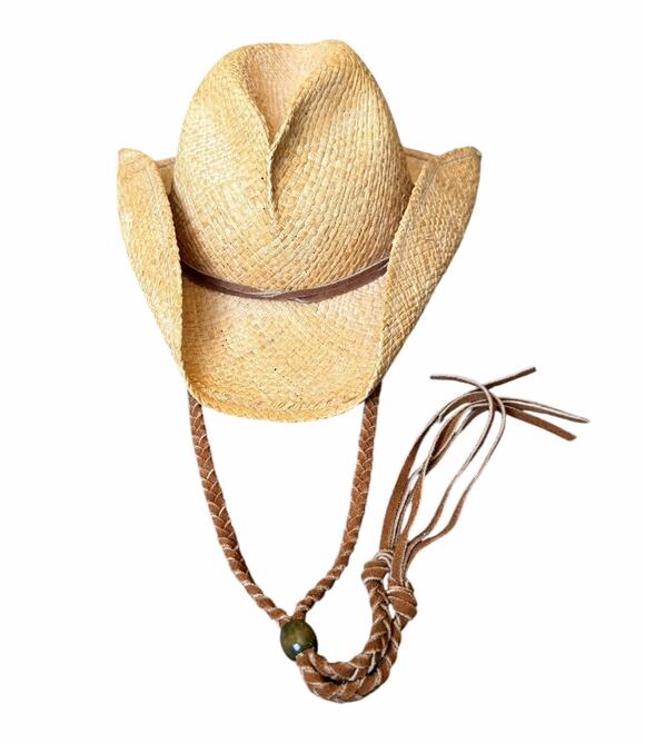 Dorfman Pacific Accessories - Dorfman Pacific Raffia Cowboy Hat Natural Straw Western Wide Brim L XL